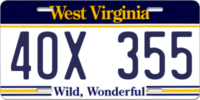 WV license plate 4OX355