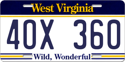 WV license plate 4OX360