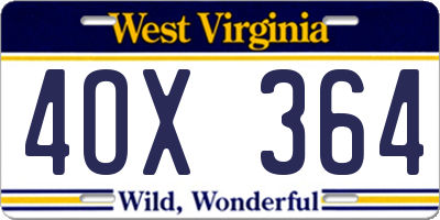 WV license plate 4OX364
