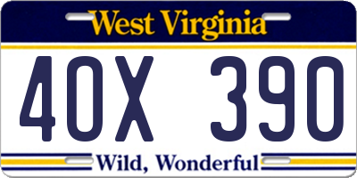 WV license plate 4OX390