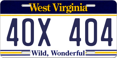 WV license plate 4OX404