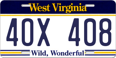 WV license plate 4OX408