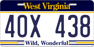 WV license plate 4OX438