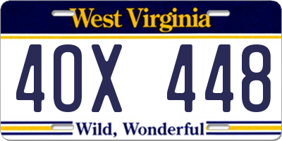 WV license plate 4OX448