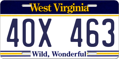 WV license plate 4OX463