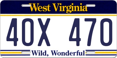 WV license plate 4OX470