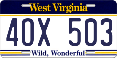 WV license plate 4OX503