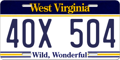 WV license plate 4OX504
