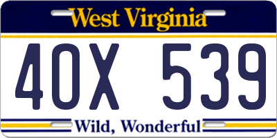 WV license plate 4OX539