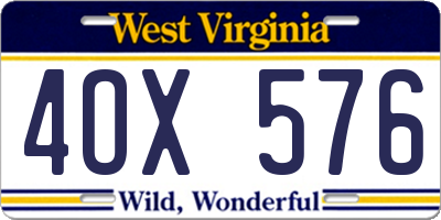 WV license plate 4OX576