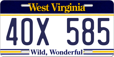 WV license plate 4OX585
