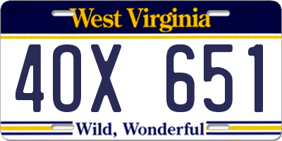 WV license plate 4OX651