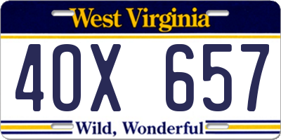 WV license plate 4OX657