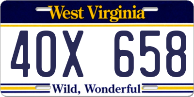 WV license plate 4OX658