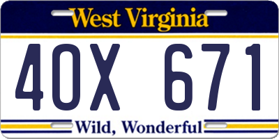 WV license plate 4OX671