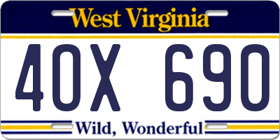 WV license plate 4OX690