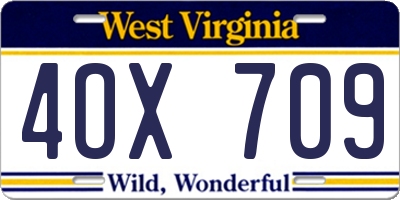 WV license plate 4OX709