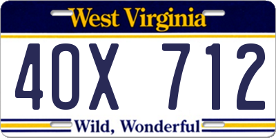 WV license plate 4OX712