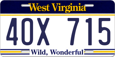 WV license plate 4OX715