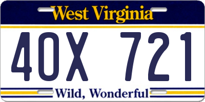 WV license plate 4OX721