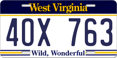 WV license plate 4OX763