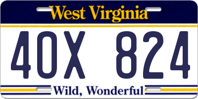 WV license plate 4OX824