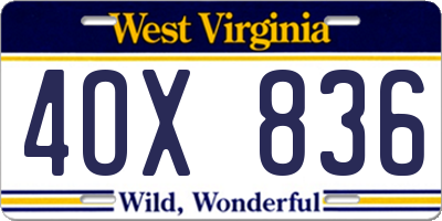 WV license plate 4OX836