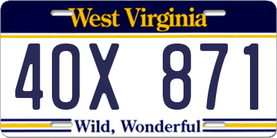 WV license plate 4OX871