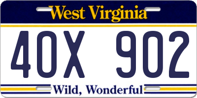WV license plate 4OX902