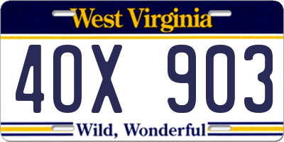 WV license plate 4OX903