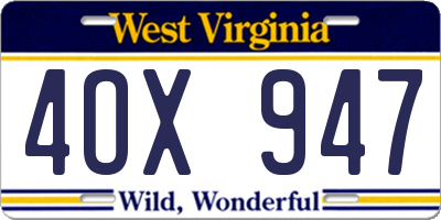 WV license plate 4OX947