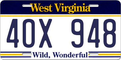 WV license plate 4OX948