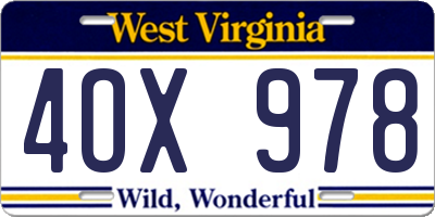 WV license plate 4OX978