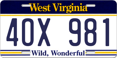 WV license plate 4OX981