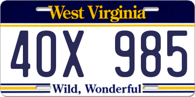 WV license plate 4OX985