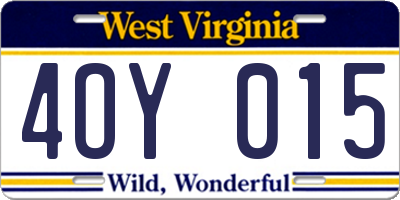 WV license plate 4OY015