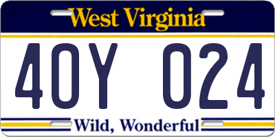 WV license plate 4OY024