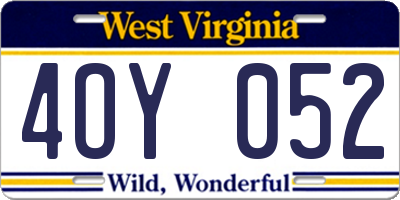 WV license plate 4OY052