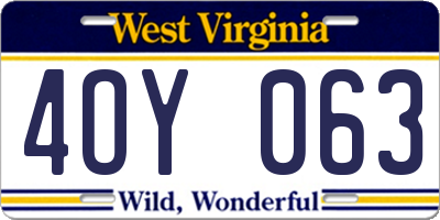WV license plate 4OY063