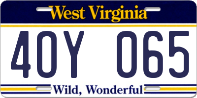 WV license plate 4OY065