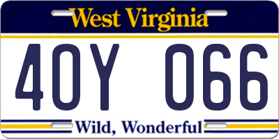 WV license plate 4OY066