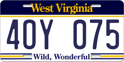 WV license plate 4OY075