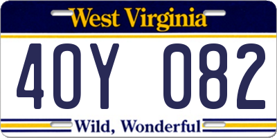 WV license plate 4OY082