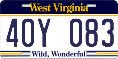 WV license plate 4OY083