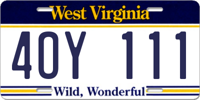 WV license plate 4OY111