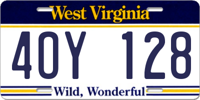 WV license plate 4OY128