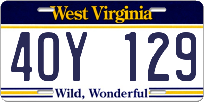 WV license plate 4OY129