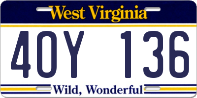 WV license plate 4OY136