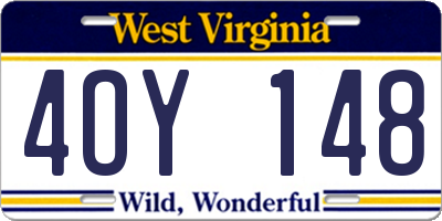WV license plate 4OY148