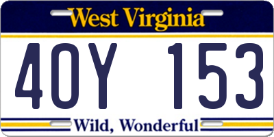 WV license plate 4OY153
